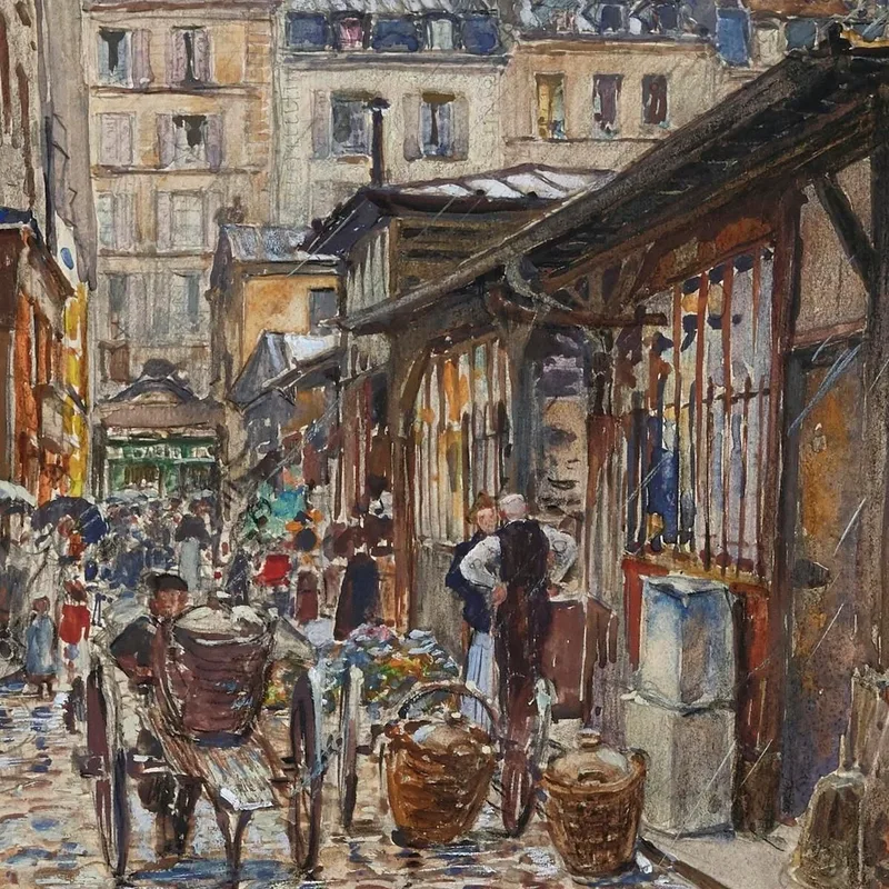 El Mercado De Los Niños Rojos Lado Oeste Bajo La Lluvia En 1907. 3º Distrito Frédéric Houbron
