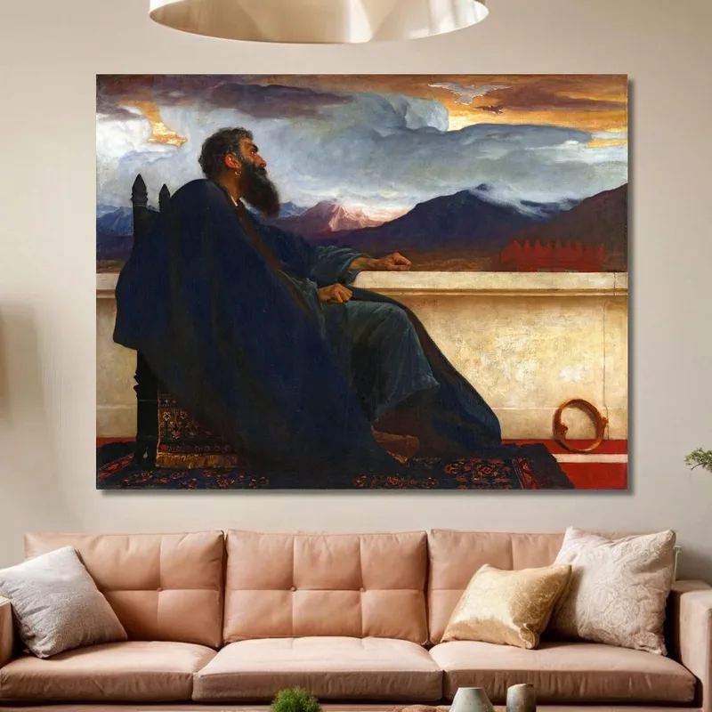 David Oh Si J'Avais Des Ailes Comme Une Colombe ! Car Alors Je M'Envolerais Et Serais Au Repos Frederic Leighton tableau impre