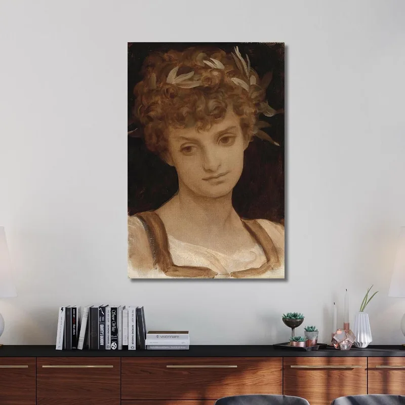 Estudio De La Cabeza De Una Niña Coronada De Laurel Frederic Leighton