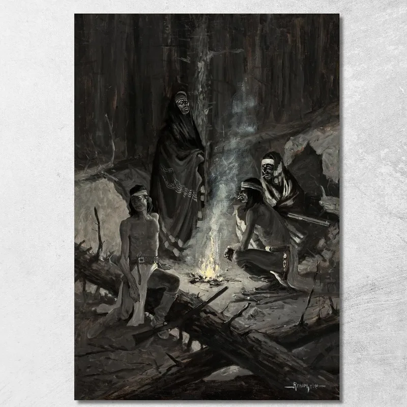 Señal De Fuego Apache Frederic Remington cuadro en lienzo