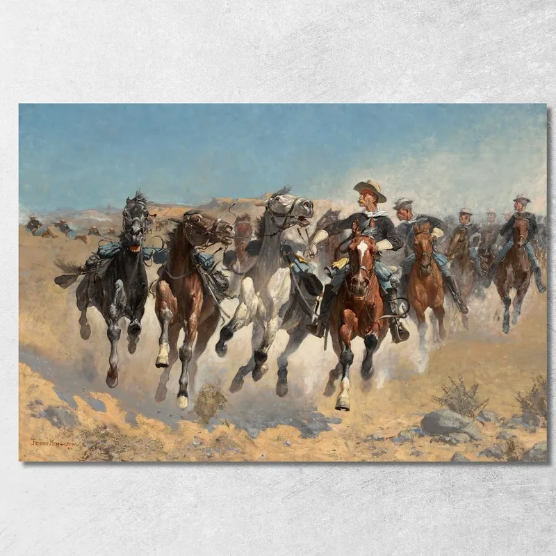 Se Desmontó El Cuarto Regimiento Y Se Movieron Los Caballos De Cabeza. Frederic Remington cuadro en lienzo