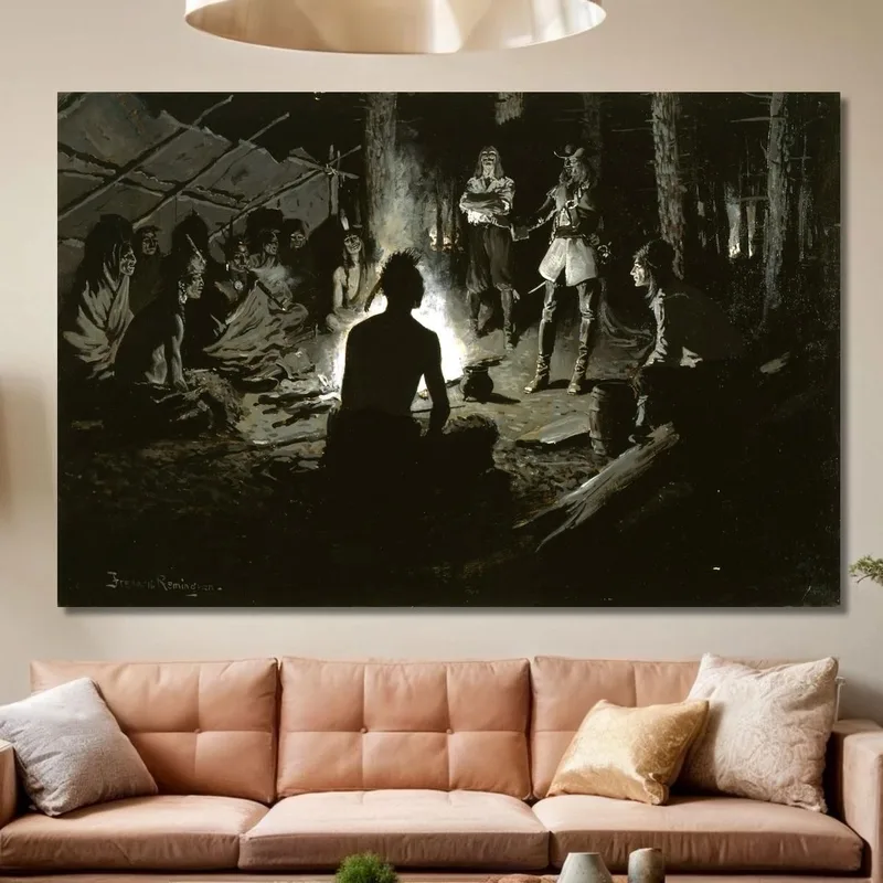 Conseil De L'Explorateur Français Avec Les Indiens Frederic Remington