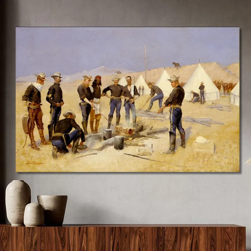 Rôtir Le Bœuf De Noël Dans Un Camp De Cavalerie Frederic Remington