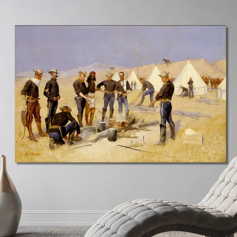 Rôtir Le Bœuf De Noël Dans Un Camp De Cavalerie Frederic Remington