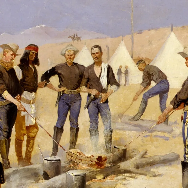 Rôtir Le Bœuf De Noël Dans Un Camp De Cavalerie Frederic Remington