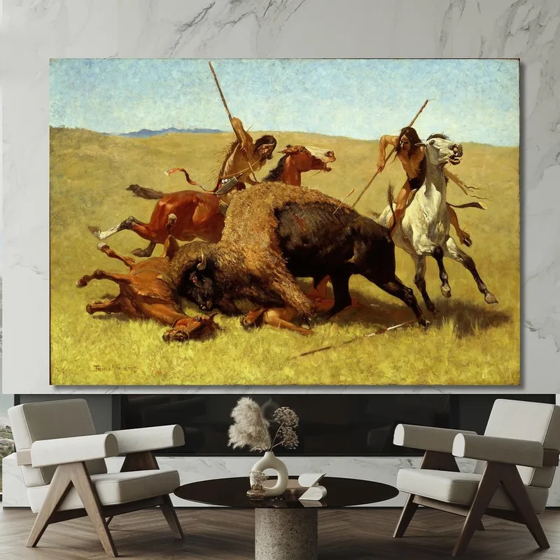 La Caza Del Búfalo Frederic Remington