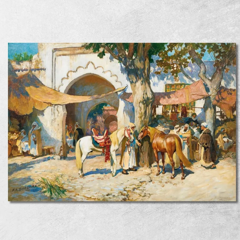 Nel Suk. Algeria Frederick Arthur Bridgman quadro stampa su tela