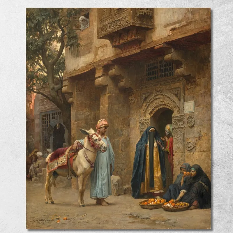 Donne Arabe Davanti A Una Porta Frederick Arthur Bridgman quadro stampa su tela