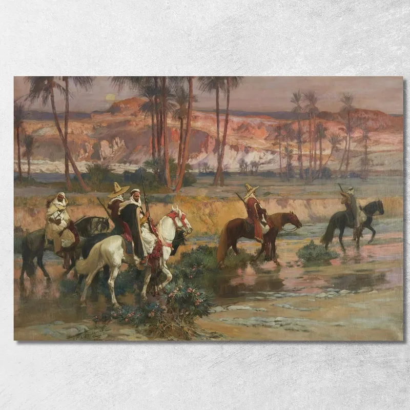 Guadare Il Torrente Algeria Frederick Arthur Bridgman quadro stampa su tela