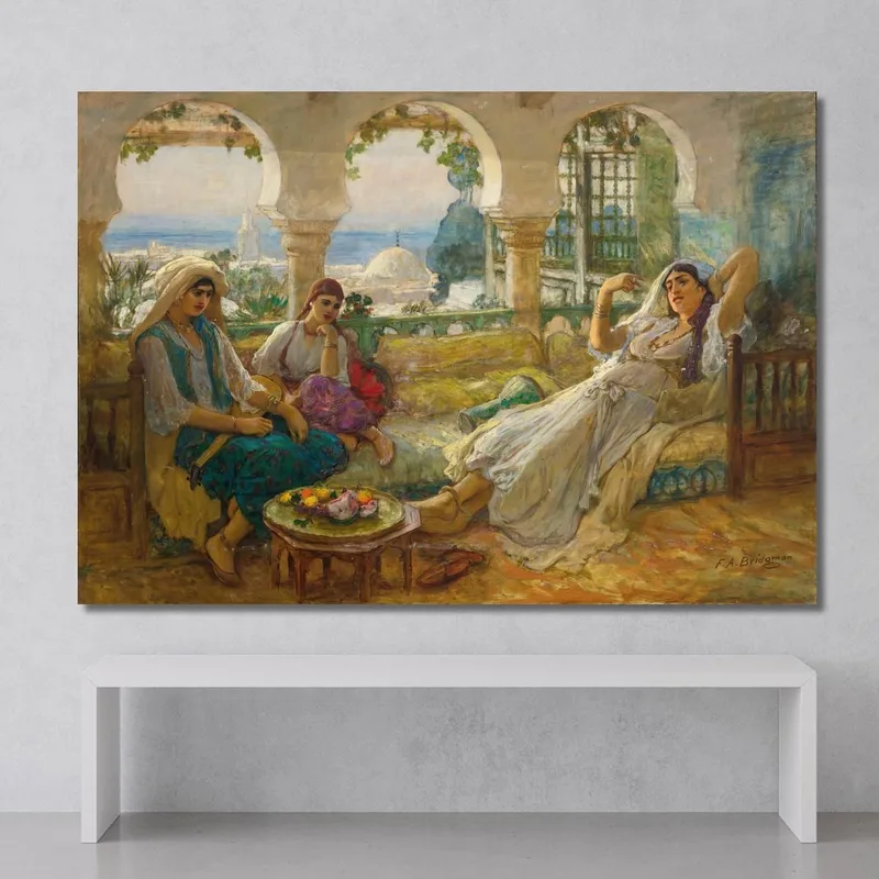 Sulla Terrazza Frederick Arthur Bridgman quadro stampa su tela