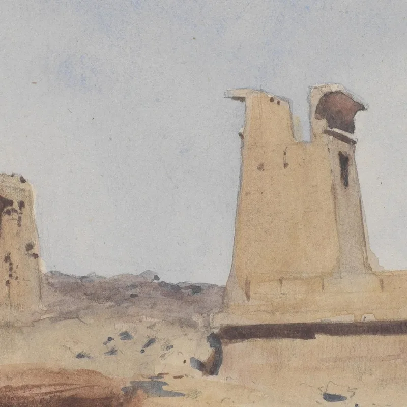 El Templo De Dendur Mostrando El Pilón Y La Terraza. Frederick Arthur Bridgman