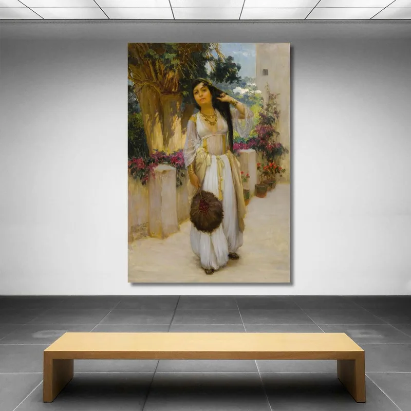 Frau Aus Algier Auf Einer Veranda Frederick Arthur Bridgman