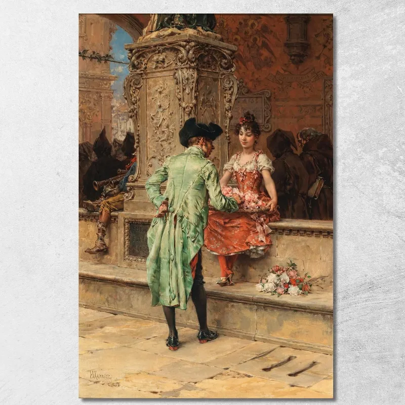 Il Cavaliere E La Damigella Frederik Hendrik Kaemmerer quadro stampa su tela