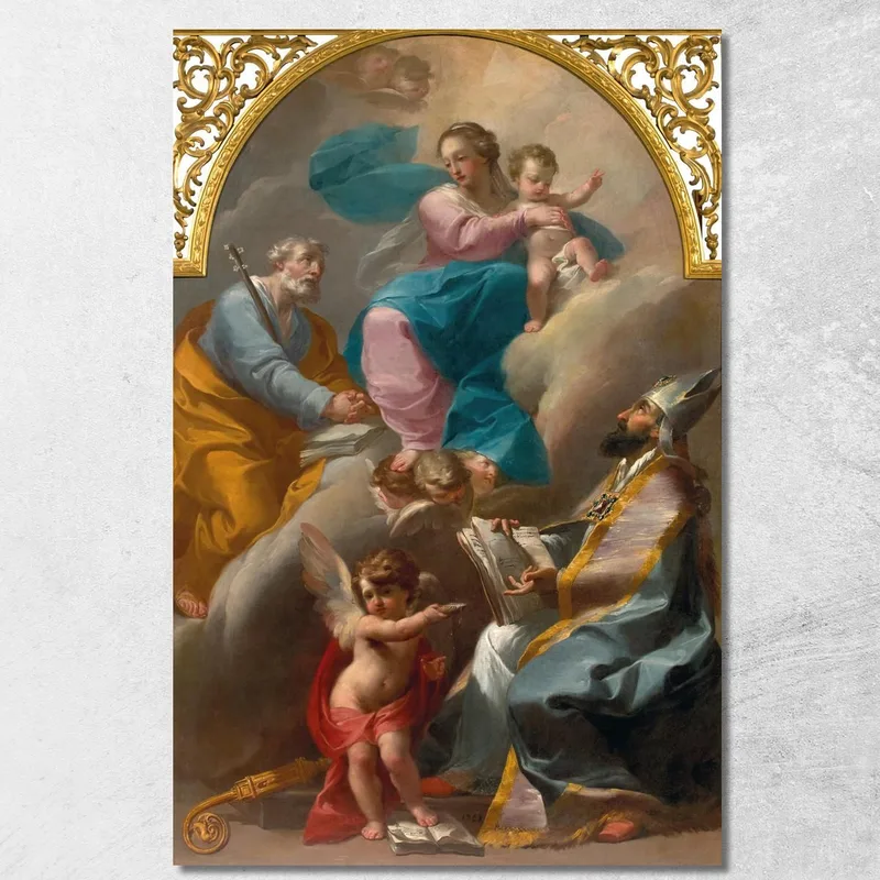La Sacra Famiglia Con Sant'Agostino Gaetano Gandolfi quadro stampa su tela