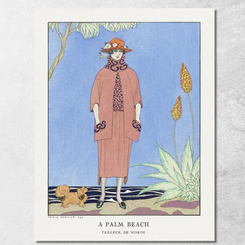 Ein Palmenstrand Tailleur De Worth Von Gazette Du Bon Ton George Barbier drucken auf leinwand