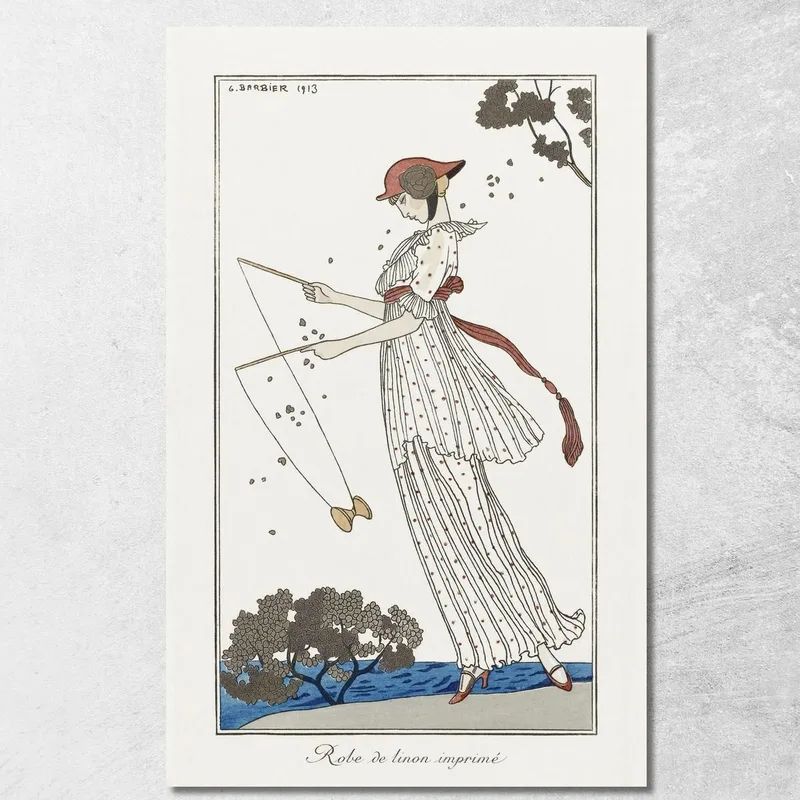 Pariser Kostüme Bedrucktes Rasenkleid Von Journal Des Dames Et Des Modes George Barbier drucken auf leinwand