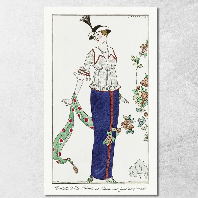 Pariser Kostüme Nr. 3 Sommertoilette Linon-Jacke Auf Schalrock George Barbier drucken auf leinwand