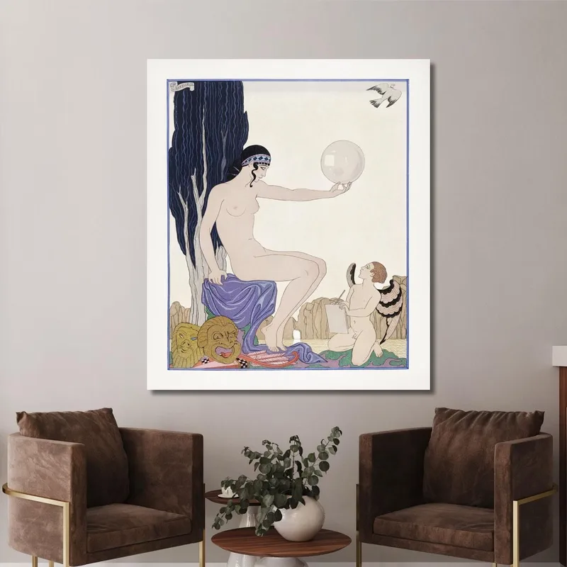 Femme Assise Et Chérubin George Barbier