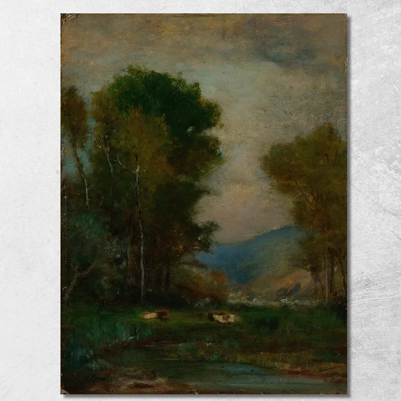 Vacas Junto A Un Arroyo George Inness cuadro en lienzo