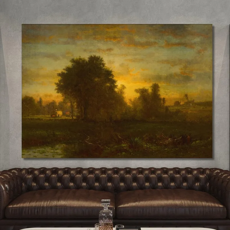 Ferme Au Coucher Du Soleil George Inness