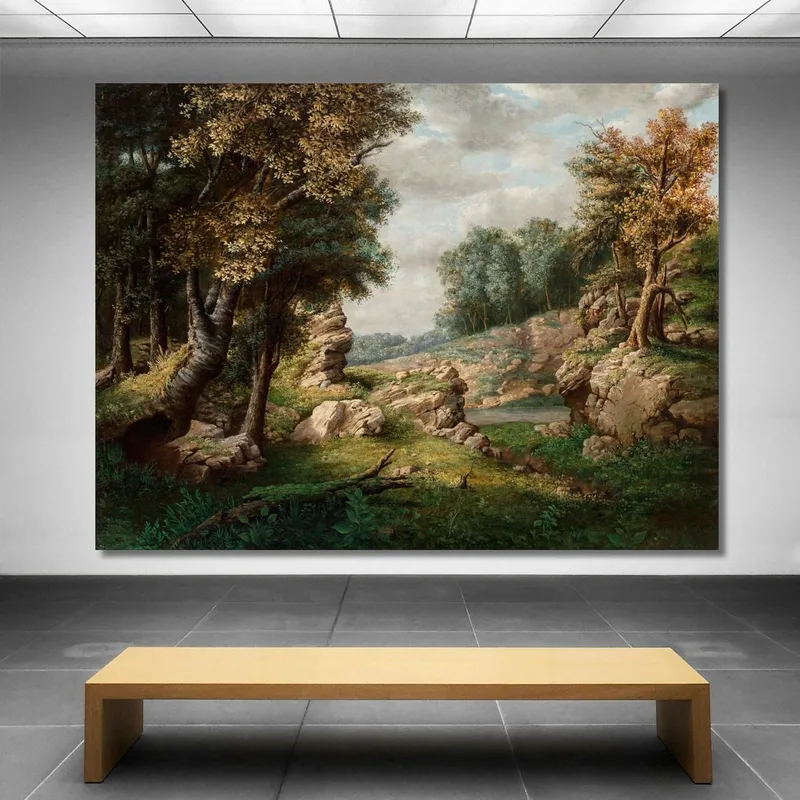 Quebrada Rocosa Cerca Del Pueblo George Inness