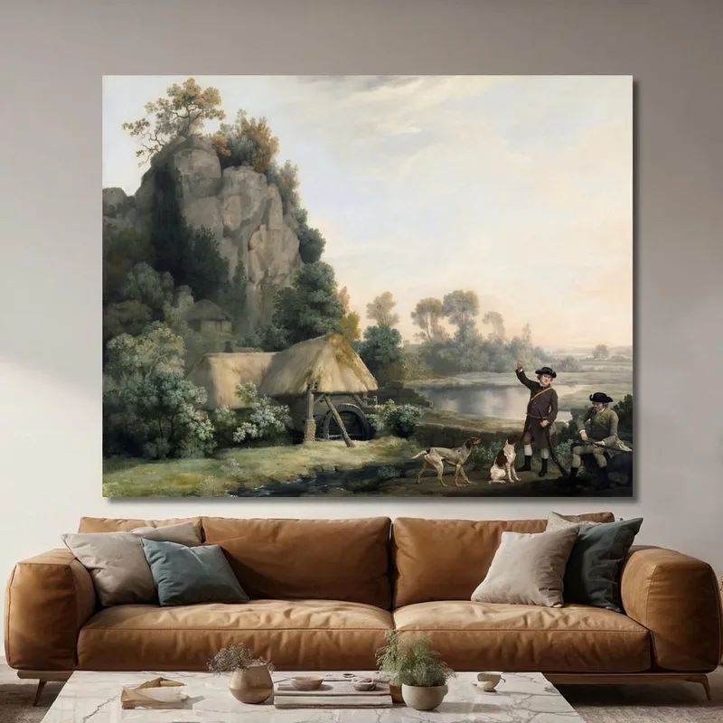 Due Gentiluomini Che Vanno A Sparare Con Una Vista Di Creswell Crags Scattata Sul Posto George Stubbs