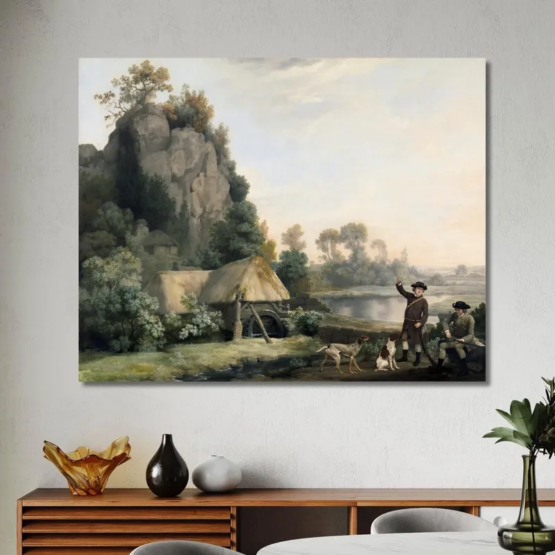 Due Gentiluomini Che Vanno A Sparare Con Una Vista Di Creswell Crags Scattata Sul Posto George Stubbs