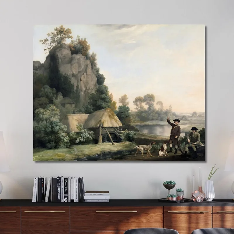 Due Gentiluomini Che Vanno A Sparare Con Una Vista Di Creswell Crags Scattata Sul Posto George Stubbs