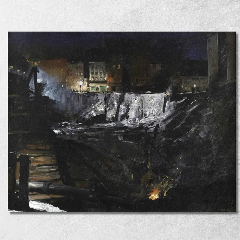 Ausgrabung Bei Nacht George Wesley Bellows drucken auf leinwand