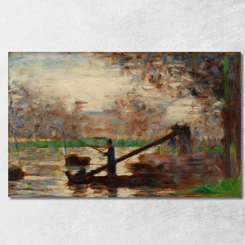 Pescatore In Una Barca Ormeggiata Georges Seurat quadro stampa su tela