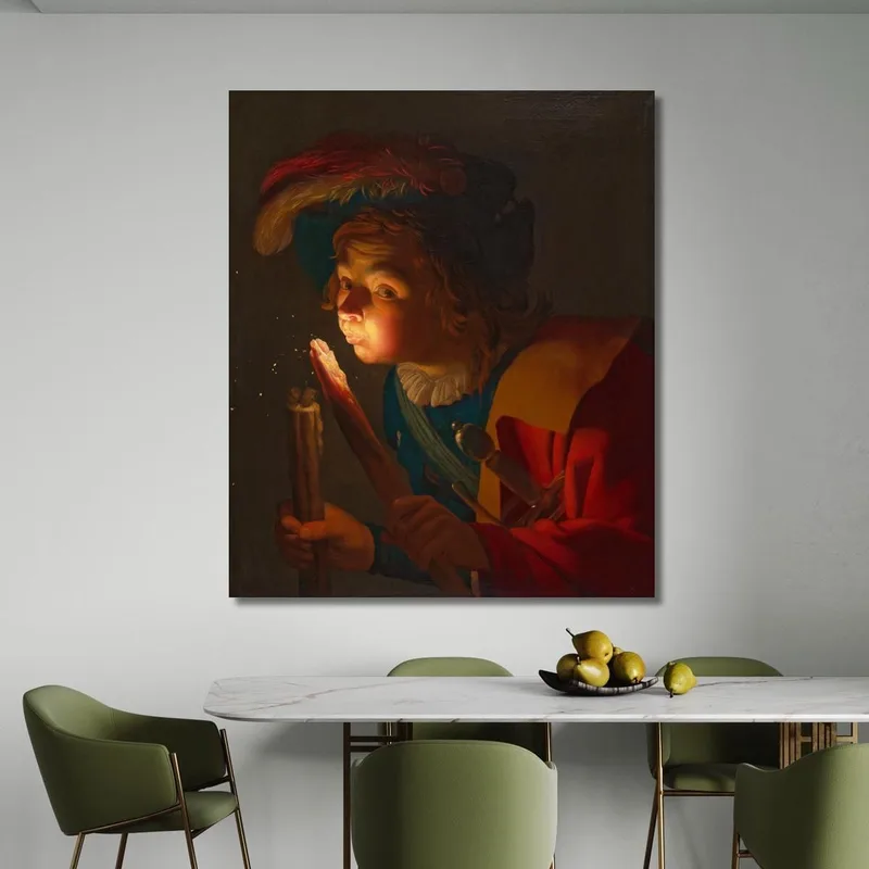 Un Ragazzo Che Soffia Su Un Tizzone Gerard van Honthorst