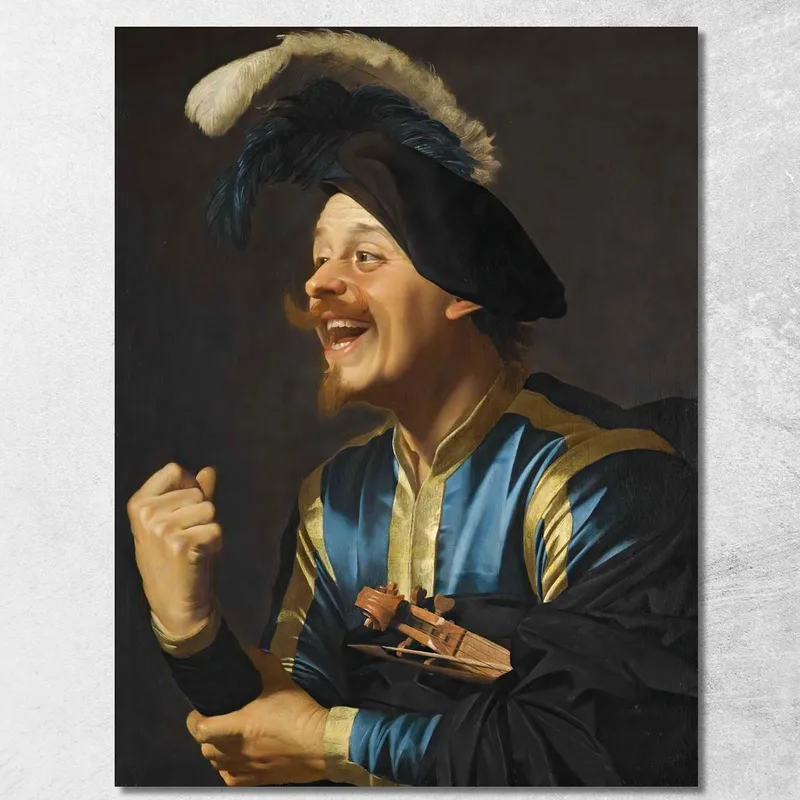 Ein Lachender Geiger Gerard van Honthorst drucken auf leinwand