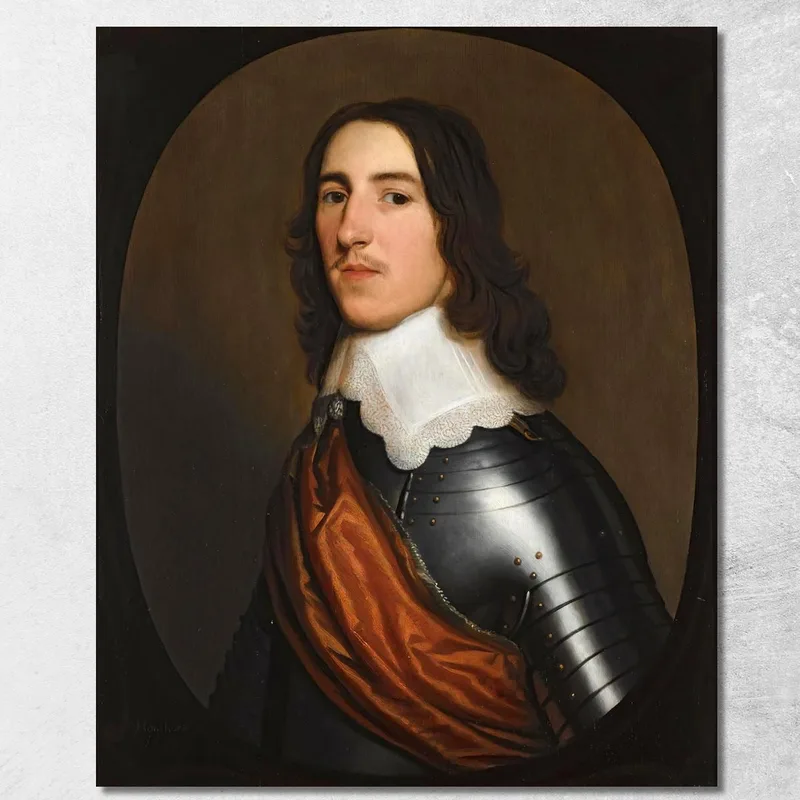 Halbfiguriges Porträt Eines Gentleman, Bei Dem Es Sich Vermutlich Um Sir Thomas Ogle Handelt Gerard van Honthorst drucken auf leinwand