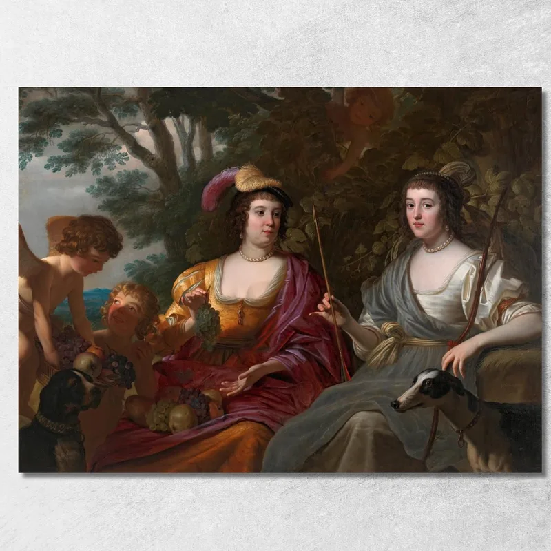 Doppelporträt Von Amalia Van Solms Und Charlotte De La Trémoïlle Gerard van Honthorst drucken auf leinwand