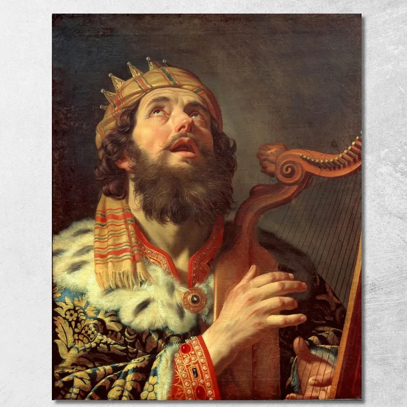 König David Spielt Die Harfe Gerard van Honthorst drucken auf leinwand