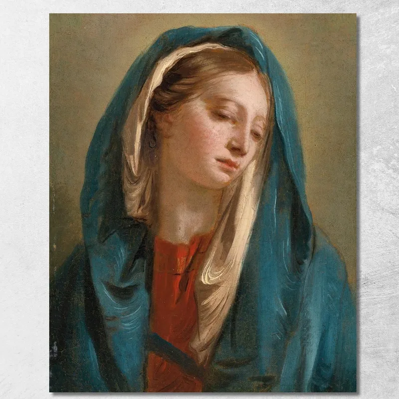 La Madonna È Rivolta Frontalmente E Indossa Un Mantello Blu Giovanni Battista Tiepolo quadro stampa su tela