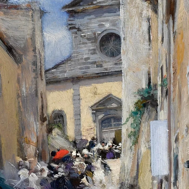 Chiesa Di Paese L'Uscita Dalla Messa Giovanni Boldini
