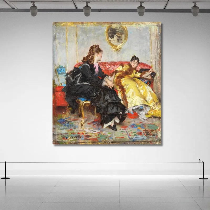Zwei Damen Sitzen In Einem Innenraum Giovanni Boldini