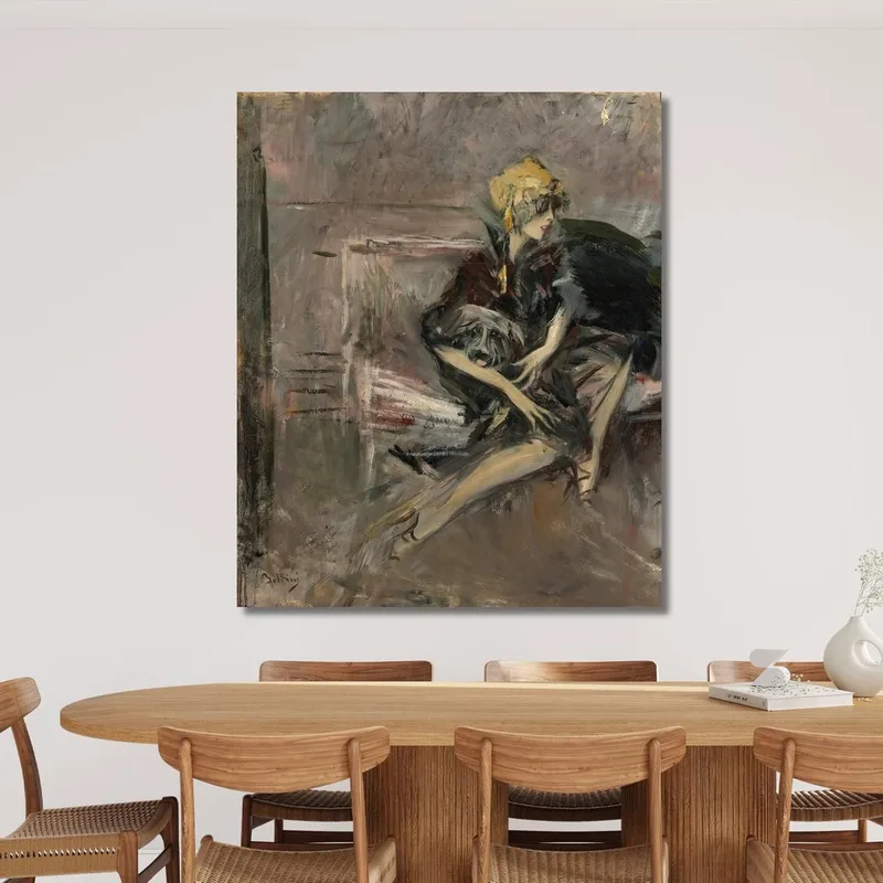 Signora Con Cappello Giallo Con Il Suo Cane La Marchesa Casati Giovanni Boldini