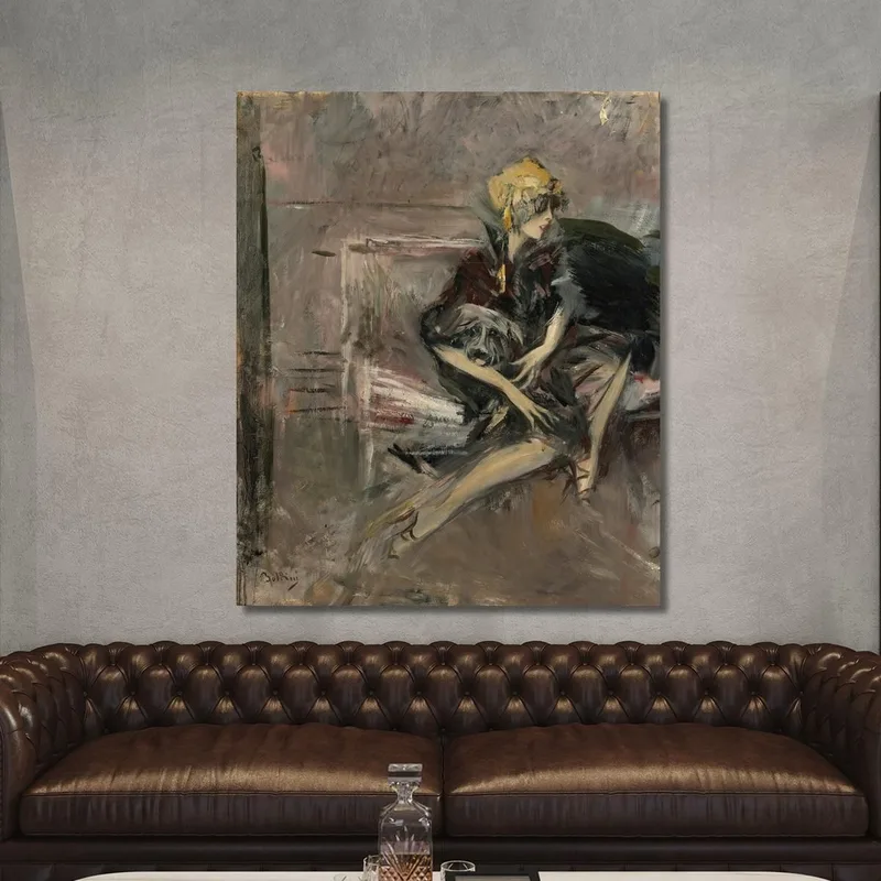 Signora Con Cappello Giallo Con Il Suo Cane La Marchesa Casati Giovanni Boldini