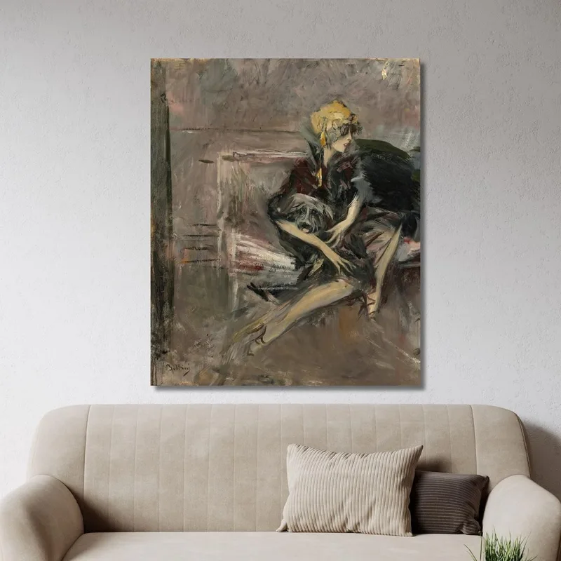 Signora Con Cappello Giallo Con Il Suo Cane La Marchesa Casati Giovanni Boldini