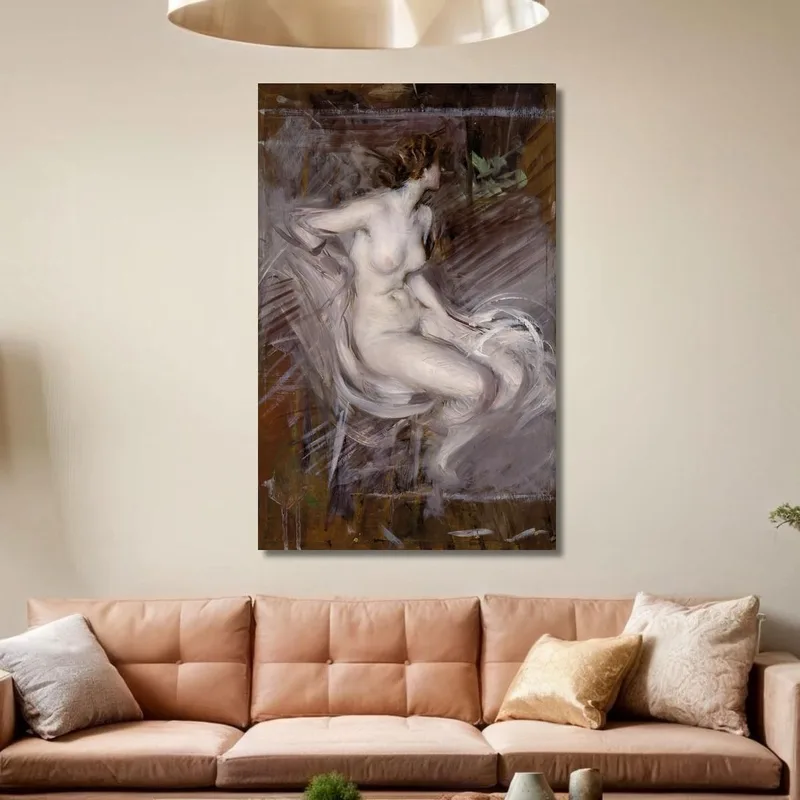 Akt Eines Sitzenden Jungen Mannes Perlmuttfarbener Akt Giovanni Boldini