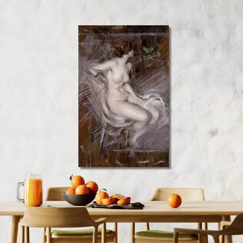 Akt Eines Sitzenden Jungen Mannes Perlmuttfarbener Akt Giovanni Boldini