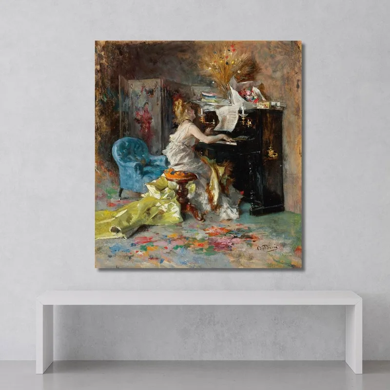 Signora Al Pianoforte Woman At A Piano Giovanni Boldini