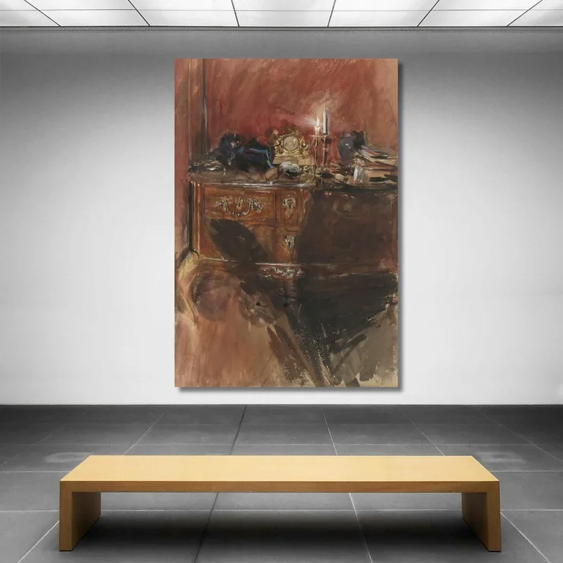 Vista Di Un Interno Con Un Comò Luigi Xv Giovanni Boldini