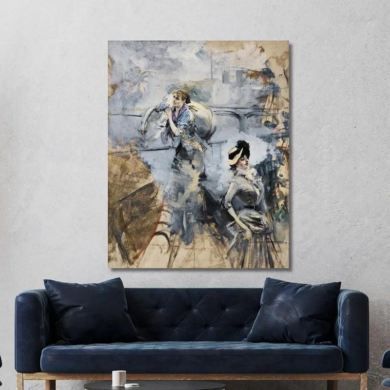 Lavandaia E Una Giovane Bruna Sulla Senna Parigi Giovanni Boldini