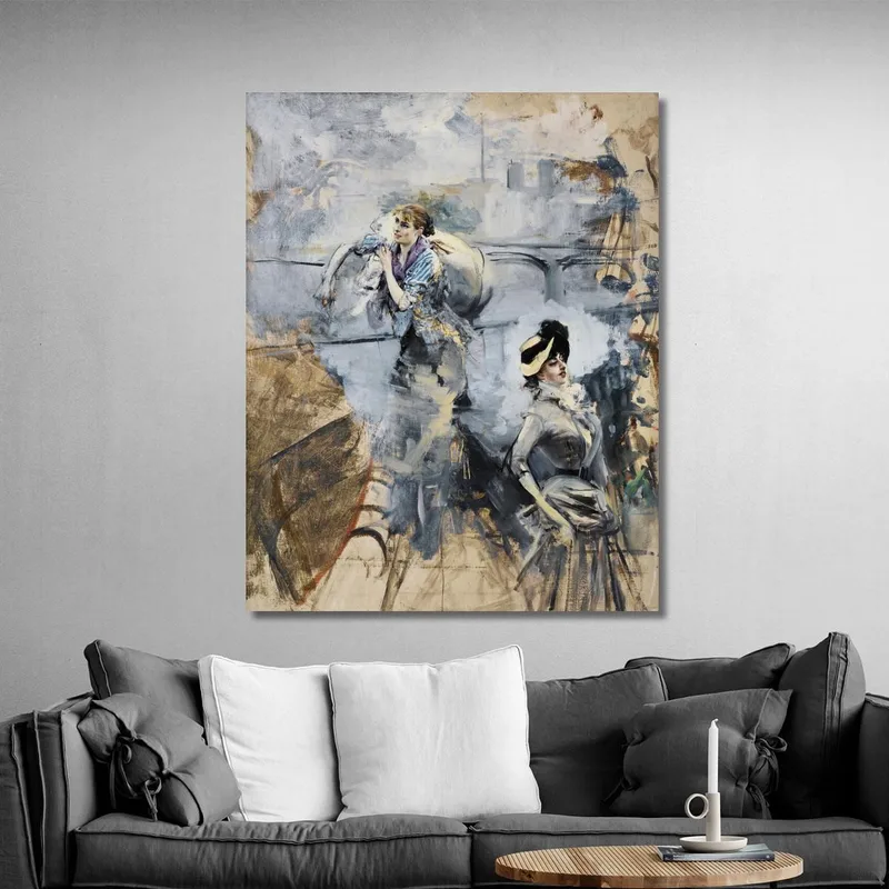 Lavandaia E Una Giovane Bruna Sulla Senna Parigi Giovanni Boldini
