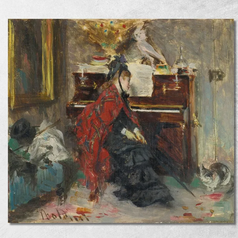 Donna Al Pianoforte Giovanni Boldini quadro stampa su tela