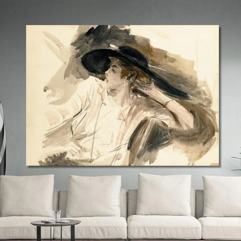 Giovane Donna Che Indossa Un Grande Cappello Giovanni Boldini