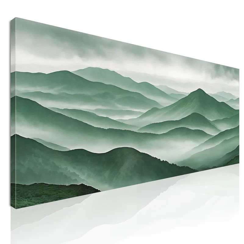 Quadro Paesaggio Astratto Paesaggio Montuoso Verde Scenario Nebbioso quadro stampa su tela